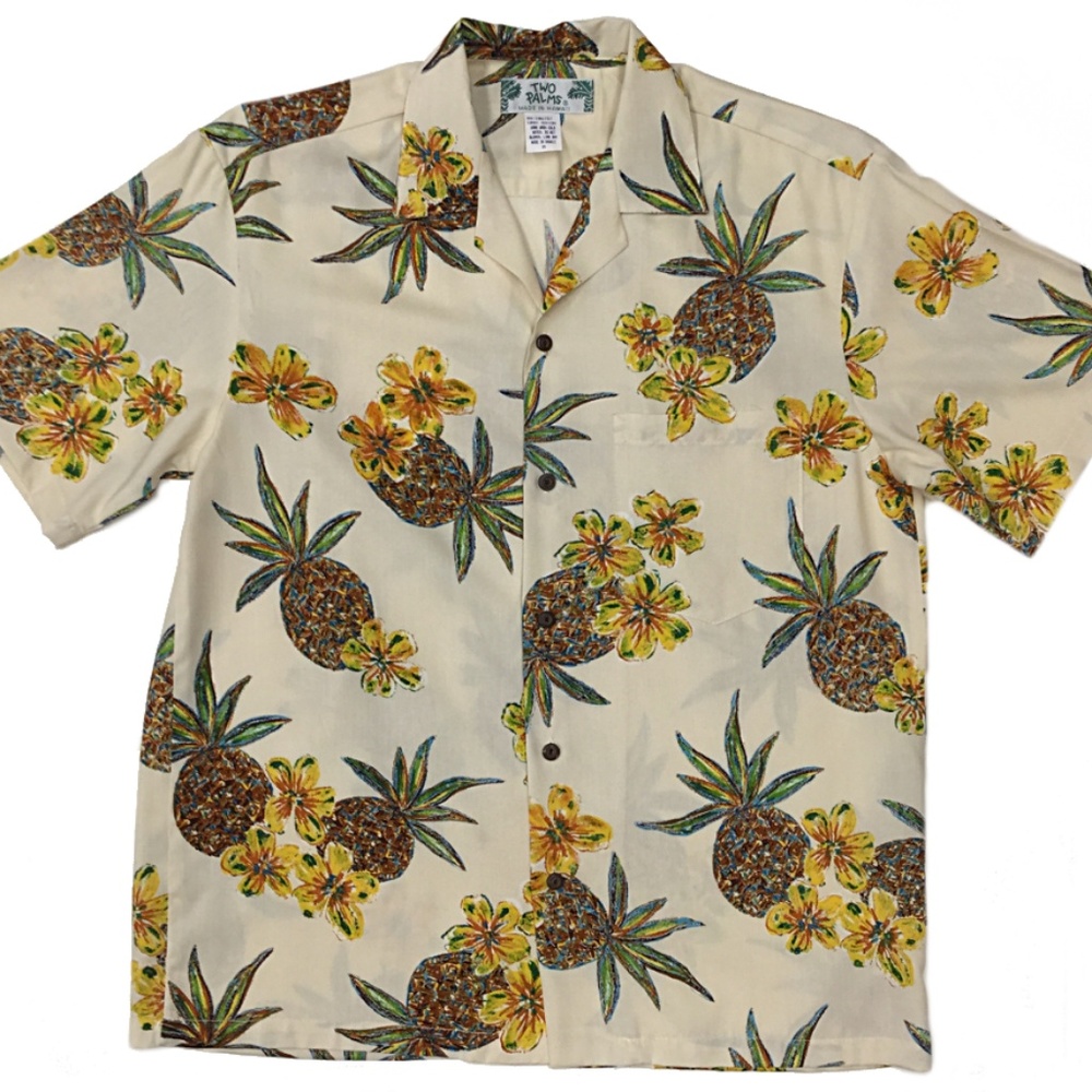 Golden Pineapple Cream 100% Rayon Hawaiian Aloha